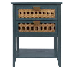 Load image into Gallery viewer, 2 Drawer Side Table, Natural Rattan
