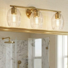 Load image into Gallery viewer, Luster - 3 Lights Vanity With Clear For Bathrooms Above Mirror Wall Lamp Satin - Clear / Gold
