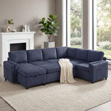 Load image into Gallery viewer, Convertible U-Shaped Sectional Sofa Bed With USB Ports And Storage
