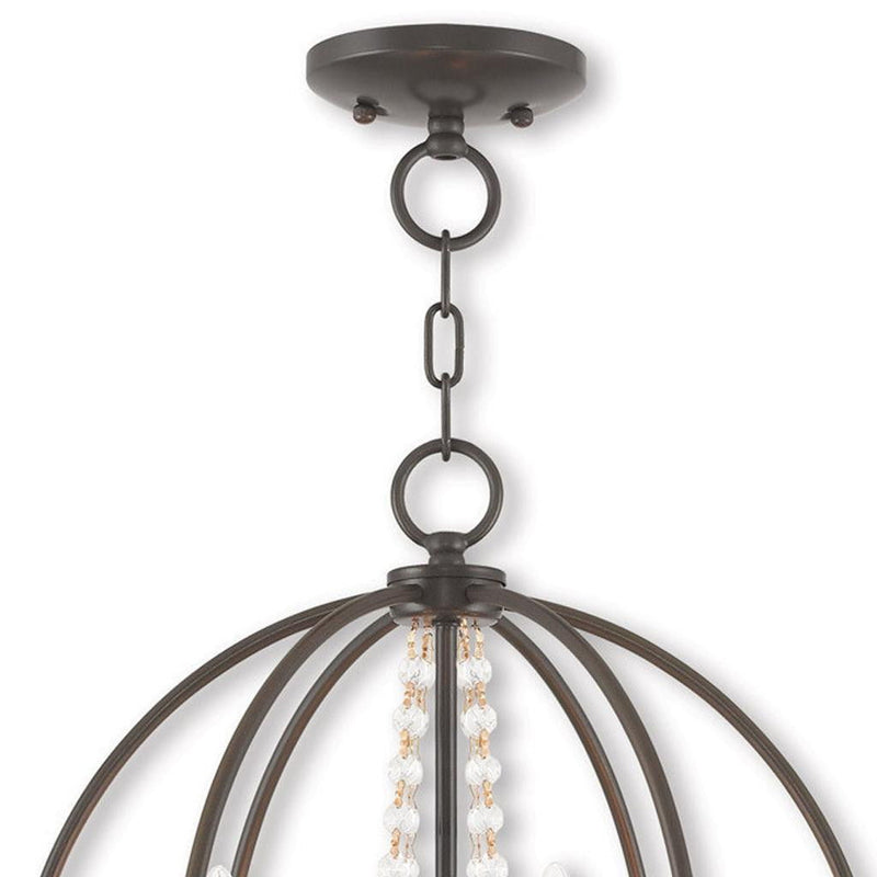 19'' Four Light Dimmable Chandelier With Shades - Bronze