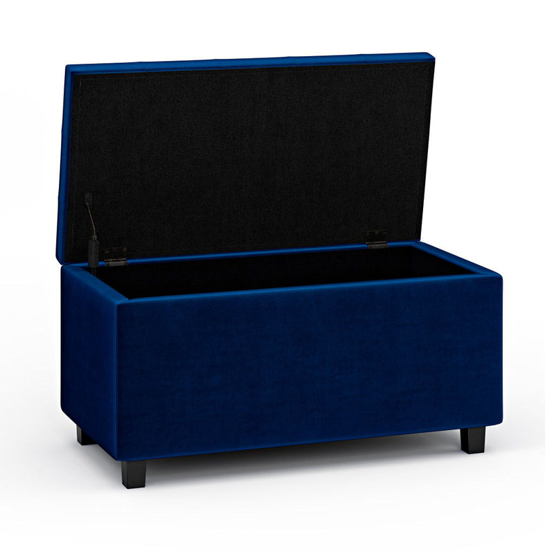 34" Storage Ottoman - Dark Brown / Blue