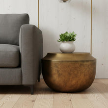 Load image into Gallery viewer, Aluminum Round Drum End Table - Antiqued Brass
