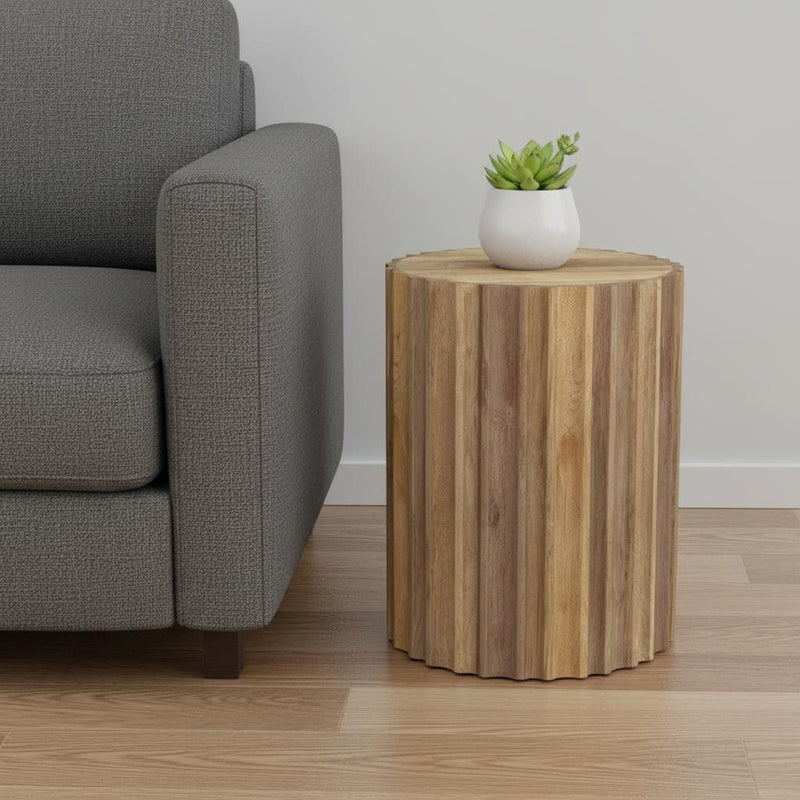 20" Solid Wood Round End Table - Natural