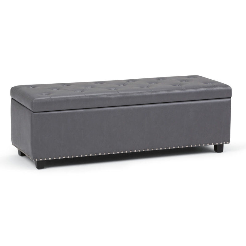48" Upholstery Storage Ottoman - Dark Brown / Gray