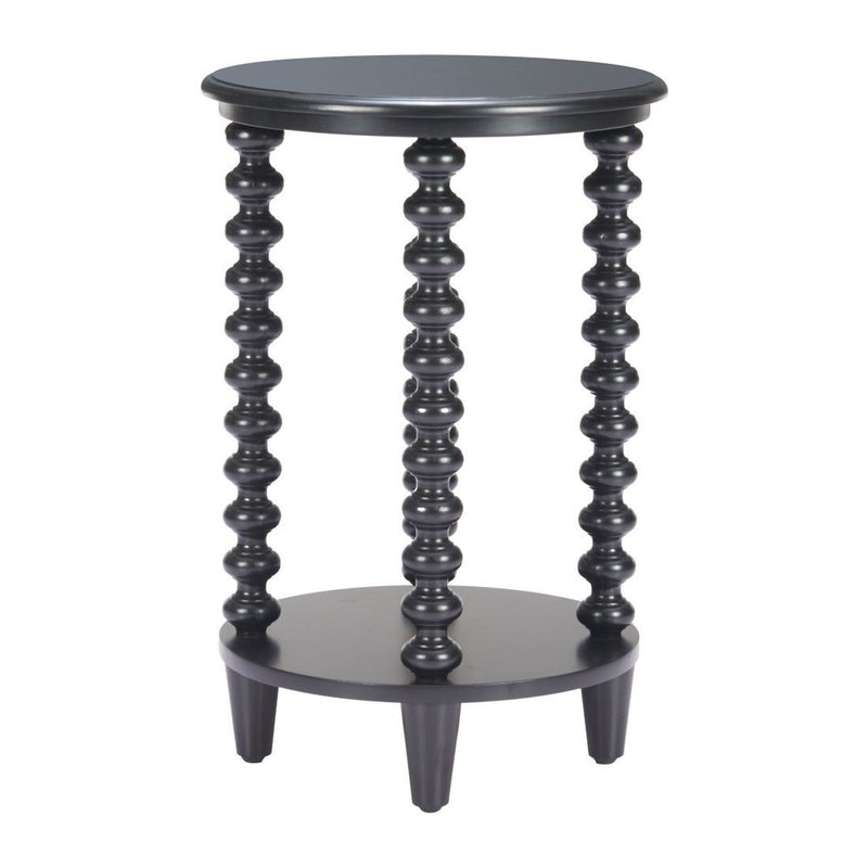 Solid Wood Pedestal End Table - Black