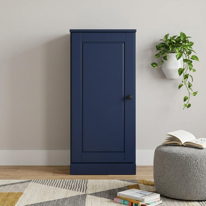 Solid Wood Adjustable Three Tier Library Bookcase With One Door (751370) - Navy Blue