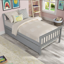 Load image into Gallery viewer, Twin Bed with Trundle, Platform Bed Frame with Headboard and Footboard, for Bedroom Small Living Space,No Box Spring Needed,Grey
