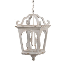 Load image into Gallery viewer, 4 Light Wood Chandelier, Hanging Light Fixture With Adjustable Chain For Kitchen, Bulb Not Included - Cream White
