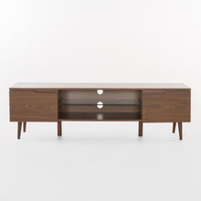 Load image into Gallery viewer, Modern TV Stand With Storage, Tempered Glass Shelf - Walnut
