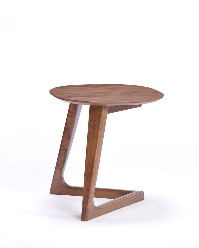 Mod Walnut Wood Asymmetric End Table - Brown