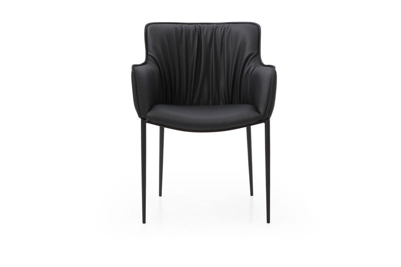 Faux Leather Steel Dining Arm Chair - Black