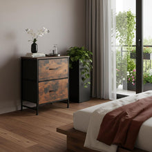 Load image into Gallery viewer, Fabric Metal And Wood Two Drawer Dresser - Black / Brown
