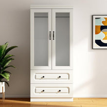 Load image into Gallery viewer, 71" Wood Two Door Two Drawer Combo Dresser - White
