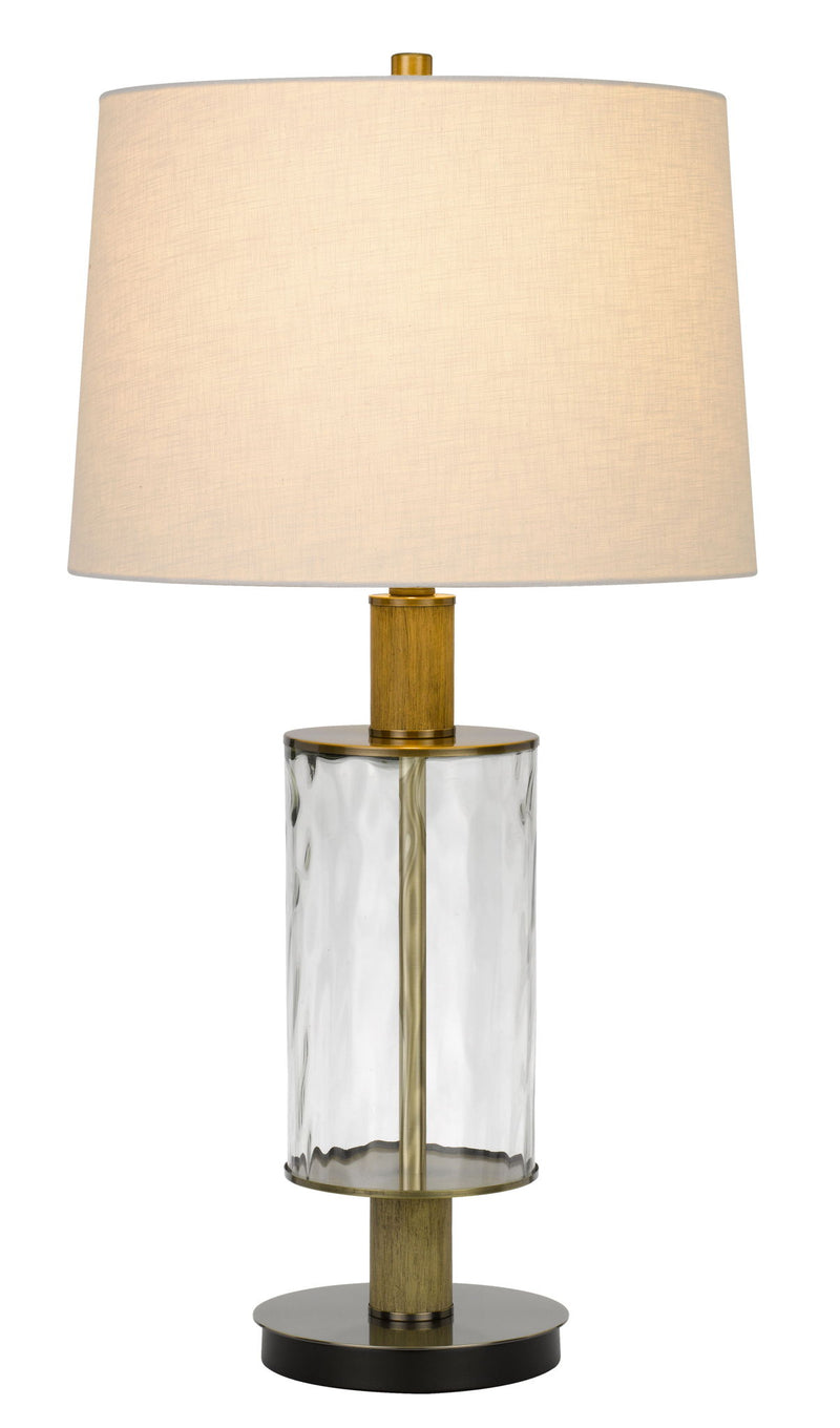 31" Metal Table Lamp With Empire Shade - Clear White