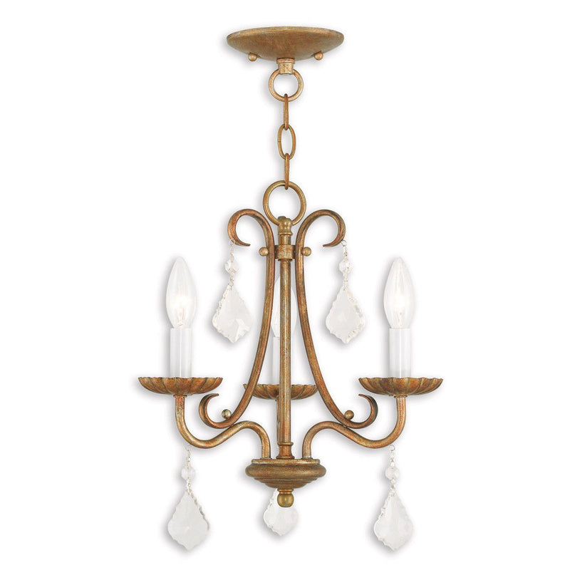 15" Three Light Dimmable Chandelier With Shades - Gold