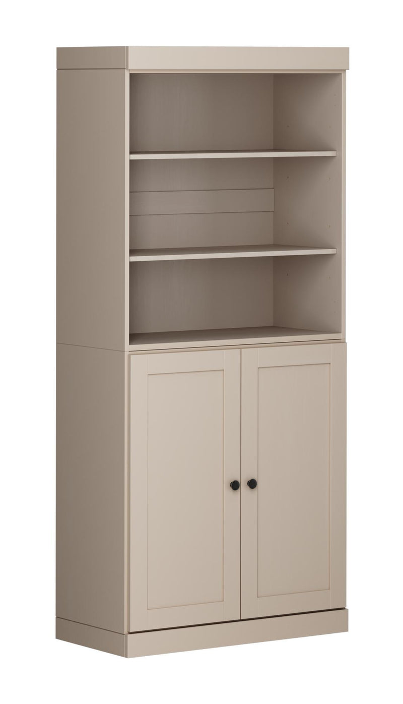 Adjustable Six Tier Library Bookcase With Two Doors (745627) - Beige
