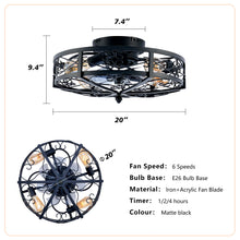Load image into Gallery viewer, Mounting Type Ceiling Fan, Reversible Motor, DC Remote Control, 6 Speed Ceiling Fan - Matte Black
