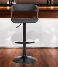 Load image into Gallery viewer, Faux Leather And Metal Swivel Adjustable Height Bar Chair - Black
