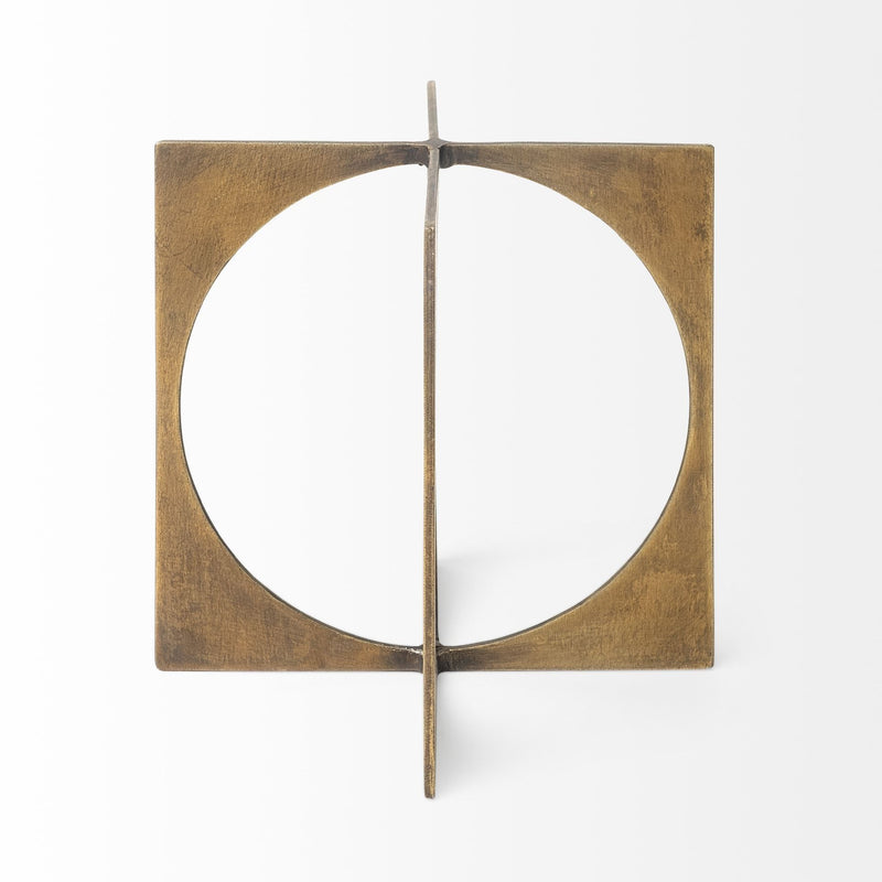 Burnished Circle Square Sculpture (392461) - Gold