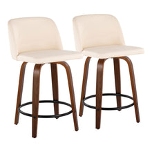 Load image into Gallery viewer, Toriano - Mid Century Modern, Fixed Height Counter Stool &amp; Swivel And Round Footrest (Set of 2)
