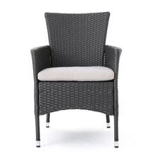 Load image into Gallery viewer, Dimensional Outdoor Dining Chair With Cushion Seat And Iron Frame (Set of 2)
