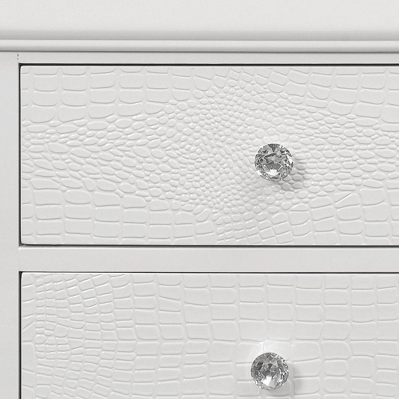 Shagreen Two Drawer Solid Wood Nightstand - White