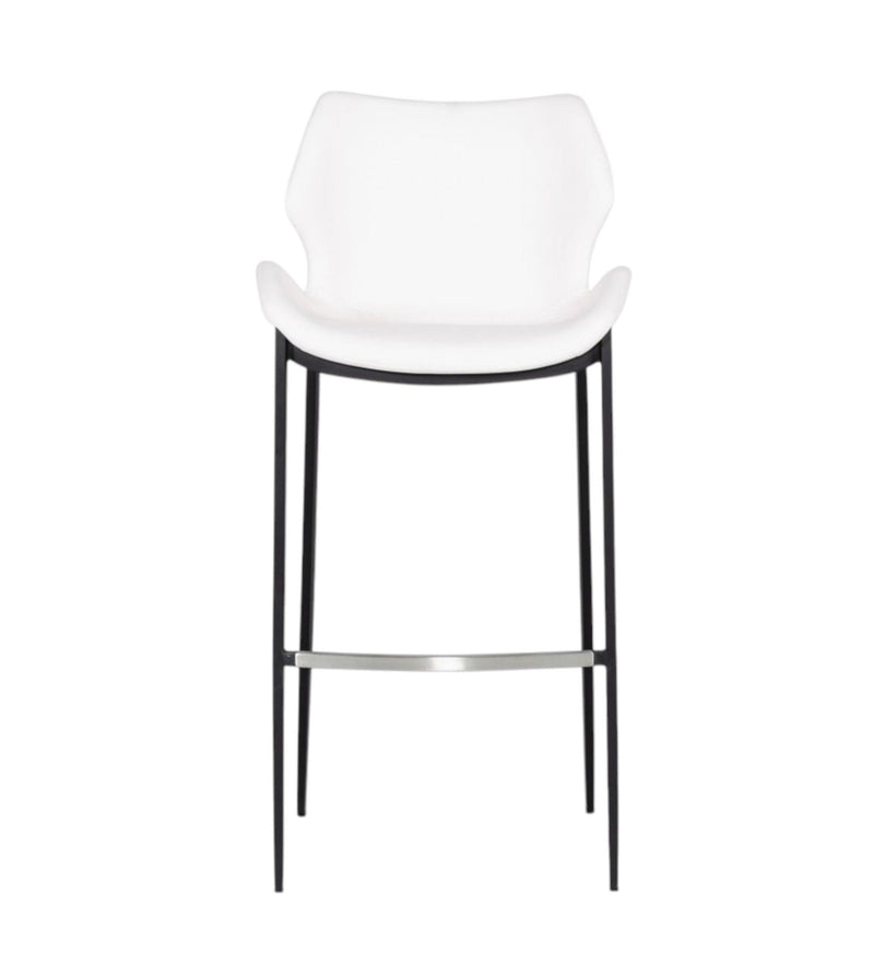 Faux Leather And Steel Low Back Bar Height Bar Chairs (Set of 2) - White And Black