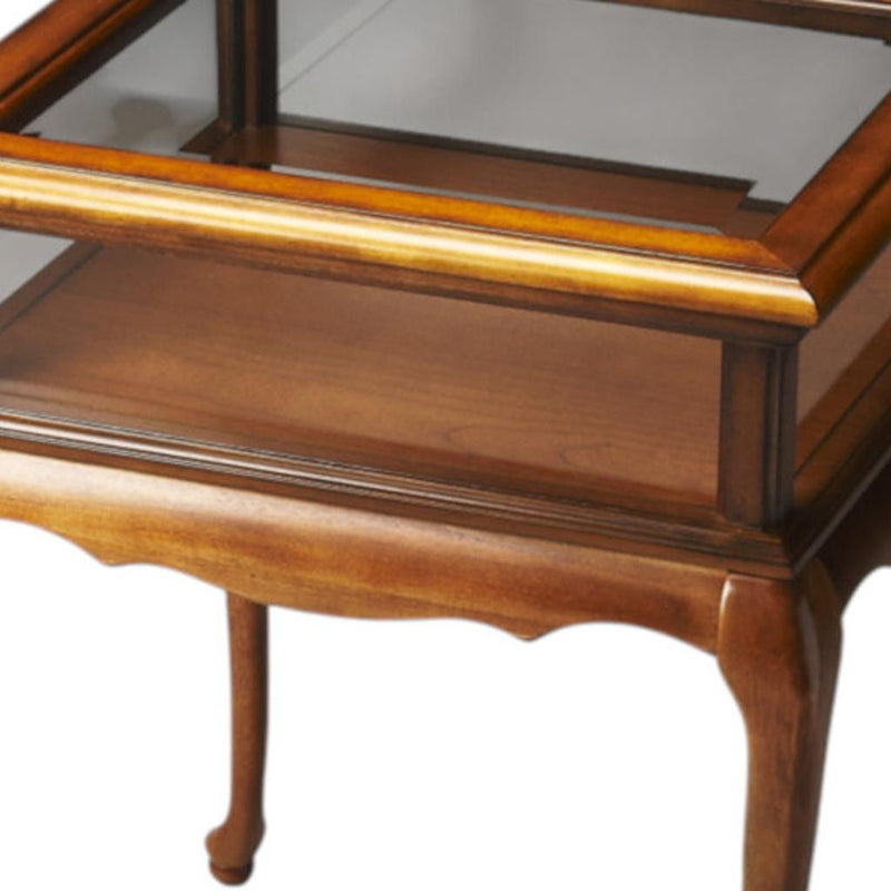 Glass End Table - Brown And Clear