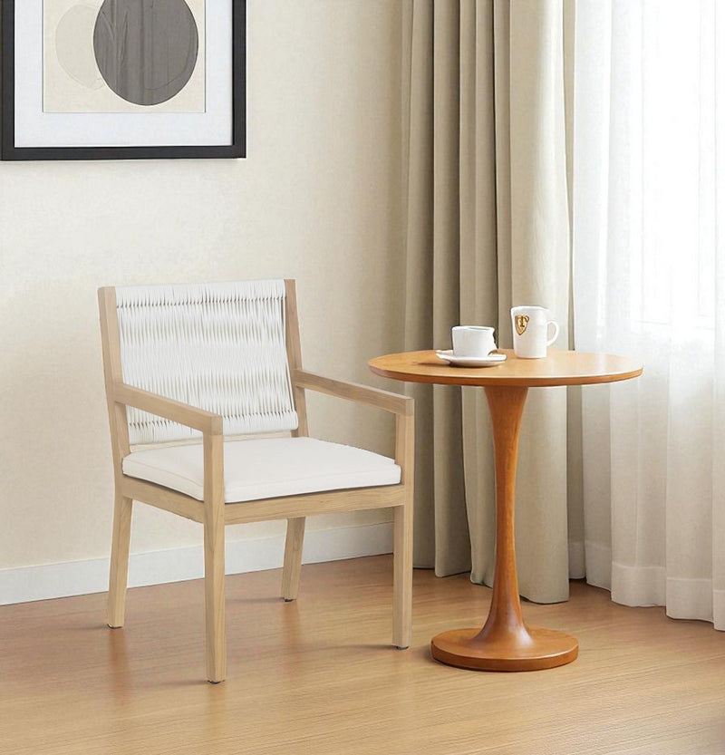 Upholstered Faux Leather Dining Arm Chair - Natural