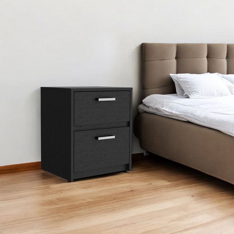 15.7" x 12.7" x 18.6" Two Drawer Nightstand With Integrated Tech - Black