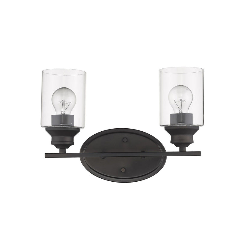 Two Light Wall Light With Clear Glass Shade - Bronze
