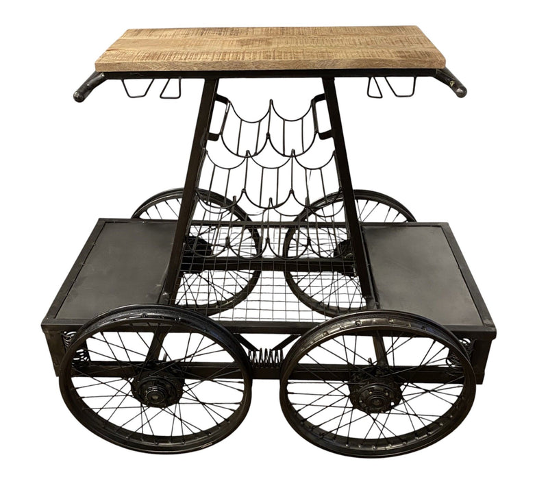 Rustic Rail Car Bar Cart - Black