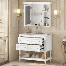 Load image into Gallery viewer, Bathroom Vanity With Medicine Cabinet, Storage Cabinet With 4 Drawers, Adjustable Shelf Mirror
