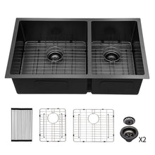 Load image into Gallery viewer, Modern Double Bowl Undermount Kitchen Sink 50 / 50 Design Stainless Steel
