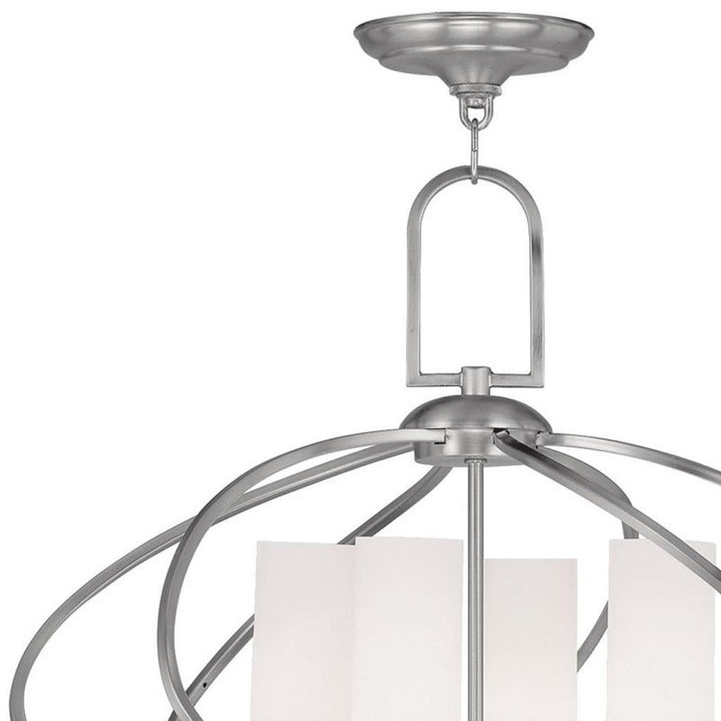 21" Four Light Dimmable Chandelier With Shades - Nickel