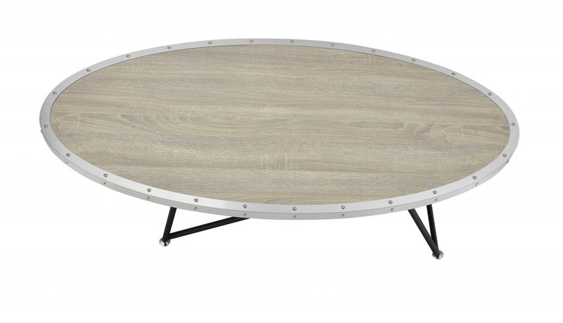 Iron Round Coffee Table - Natural And Black