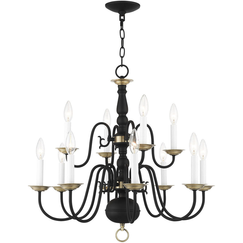 Twelve Light Dimmable Chandelier With Shades - Black