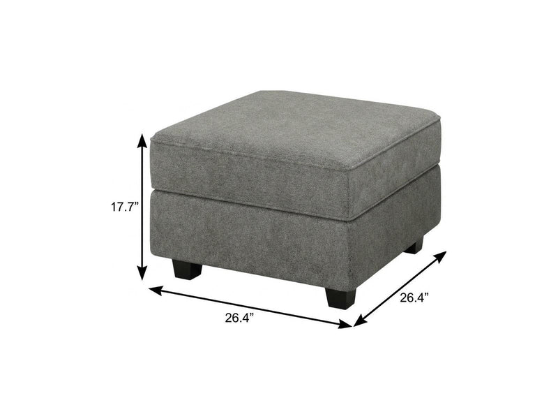Polyester Blend Storage Ottoman - Light Gray / Black