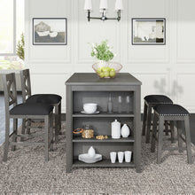 Load image into Gallery viewer, 5 Pieces Counter Height Rustic Farmhouse Dining Room Wooden Bar Table Set With 2 Stools And 2 Chairs
