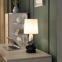 Load image into Gallery viewer, Metal Table Lamp With White Drum Shade - Black Gray / White
