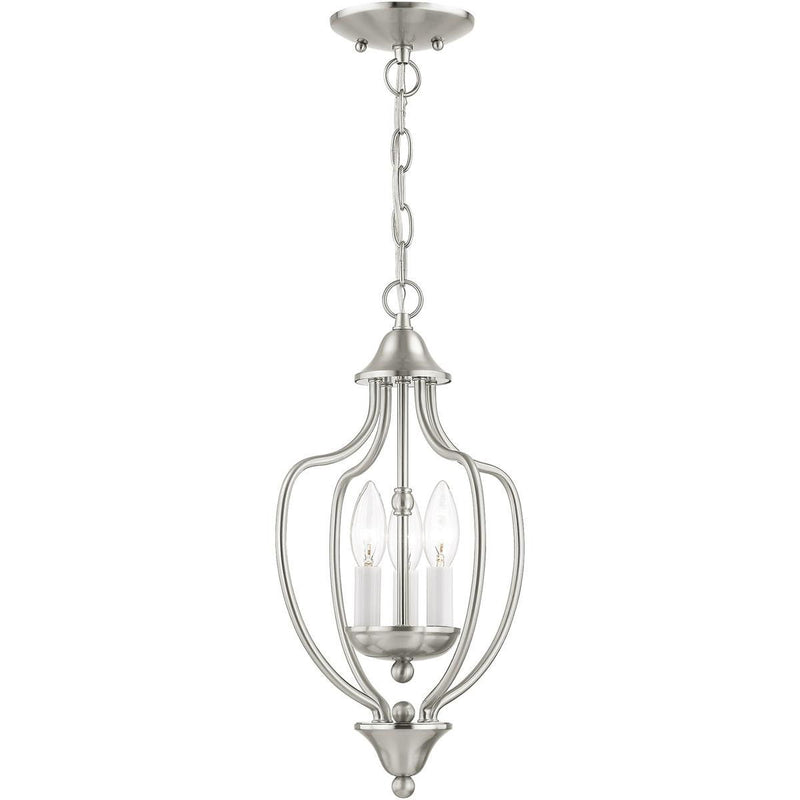 Three-Light Dimmable Chandelier With Shades - Nickel