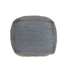 Load image into Gallery viewer, 18" Cotton And Jute Cube Pouf Ottoman - Gray And Natural
