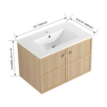 Load image into Gallery viewer, Wall Mounted Bathroom Vanity With Ceramic Sink And 2 Soft Closing Doors
