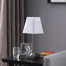 Load image into Gallery viewer, Bedside Table Lamp With White Empire Shade - Silver
