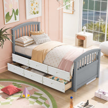 Load image into Gallery viewer, Platform Storage Bed Solid Wood Bed With 6 Drawers

