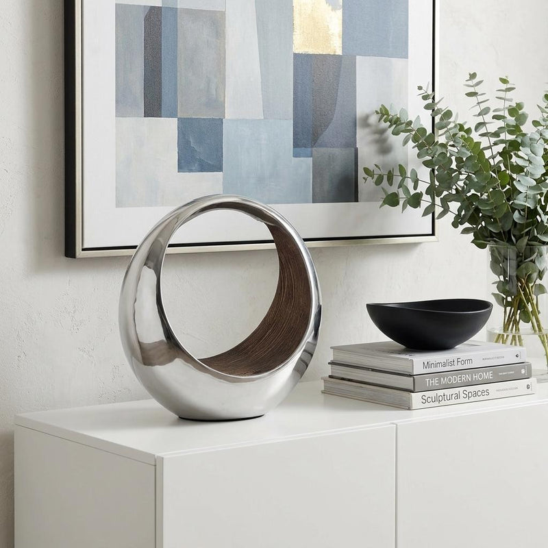 Circular Decorative Bowl - Brown / Silver
