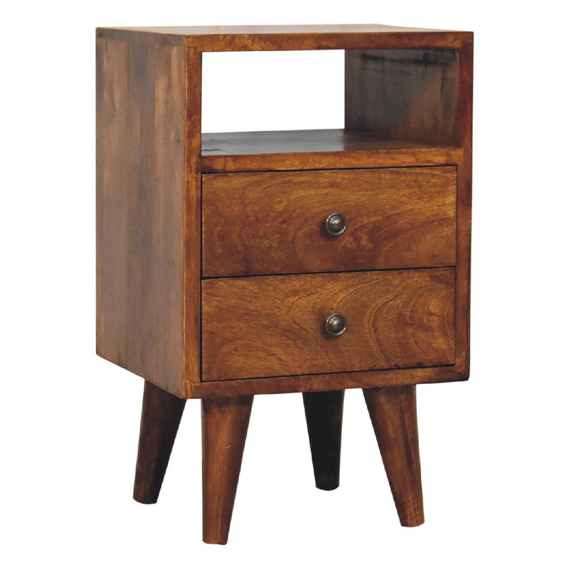 20" Solid Wood Square Two Drawer Nightstand - Brown