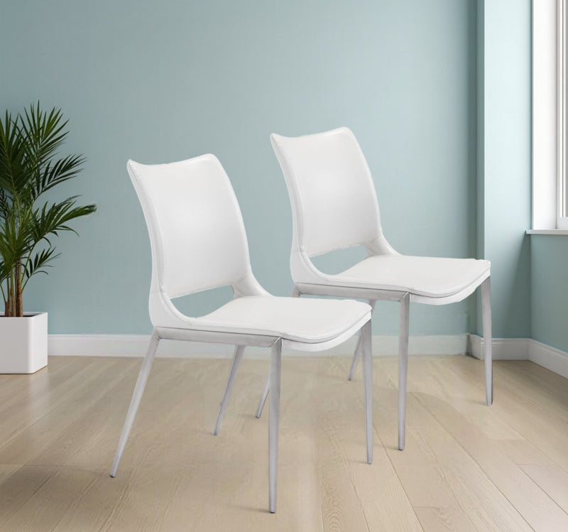 Upholstered Faux Leather Side Chairs For Dining Room (Set of 2) - White