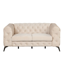 Load image into Gallery viewer, 63&quot; Velvet Upholstered Loveseat Sofa,Modern Loveseat Sofa with Button Tufted Back,2-Person Loveseat Sofa Couch for Living Room,Bedroom,or Small Space,Beige
