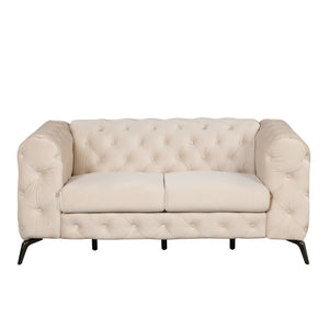 63" Velvet Upholstered Loveseat Sofa,Modern Loveseat Sofa with Button Tufted Back,2-Person Loveseat Sofa Couch for Living Room,Bedroom,or Small Space,Beige